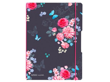 Zošit Herlitz my.book Flex Ladylike A4 2x40 listov linajkovo-štvorčekový PP Kvety