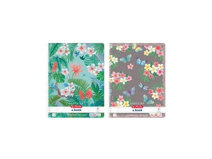 Blok poznámkový Herlitz Ladylike A4, 80 listov, linajkový, Džungľa a Motýľ