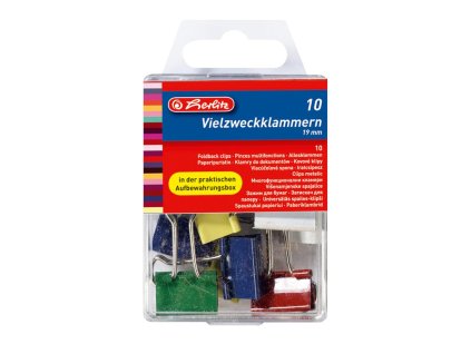 Klipy na dokumenty Herlitz 19mm farebné 10ks