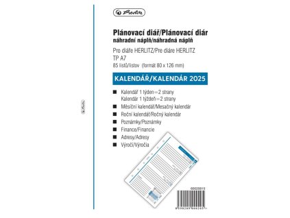 Náhradná náplň do diára TP A7 2025 týždenná