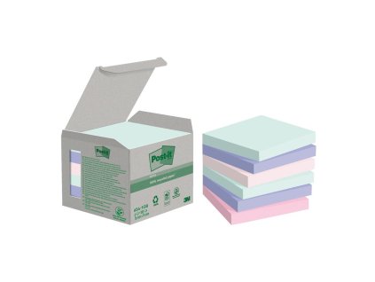 Samolepiaci bloček Post-it Super Sticky NATURE, pastelové farby, veľkosť 76x76 mm, 6 bločkov po 100 lístkov