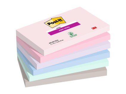 Samolepiaci bloček Post-it Super Sticky SOULFUL, veľkosť 76x127 mm, 6 bločkov po 90 lístkov