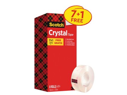 Lepiaca páska kryštálovo číra Scotch zvýhodnené balenie, 8 roliek, 19 mm x 33 m