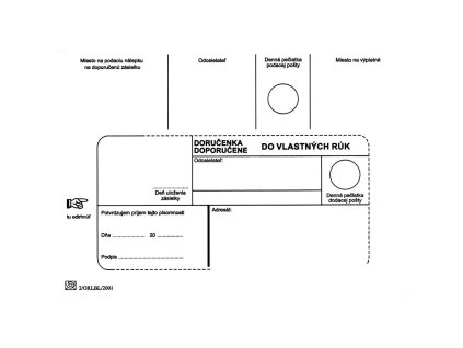 Poštové obálky B6 doručenka do VR bez OD, 100 ks
