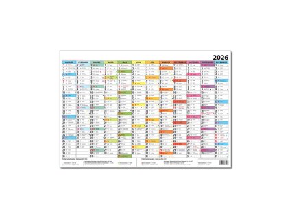 Plánovací kalendár 1-listový 69 x 47 cm farebný 2026