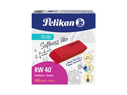 Guma bez PVC Pelikan RW 40 červená 40 ks