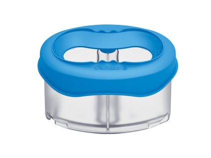 Plastový pohárik Pelikan s držiakom na štetec, modrý