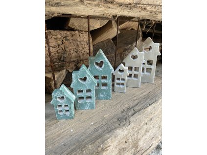 Sada betonových domečků 3 ks - 2 barevné varianty