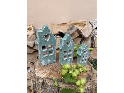 Sada betonových domečků 3 ks - zelená