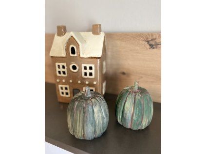 Betonová dýně - zelená s patinou