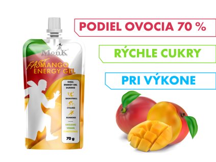 Monk FAST Mango, BIO energetický gél, 70 g v predaji v Monk Nutrition. Ekologické športové gély, nápoje a občerstvenie.