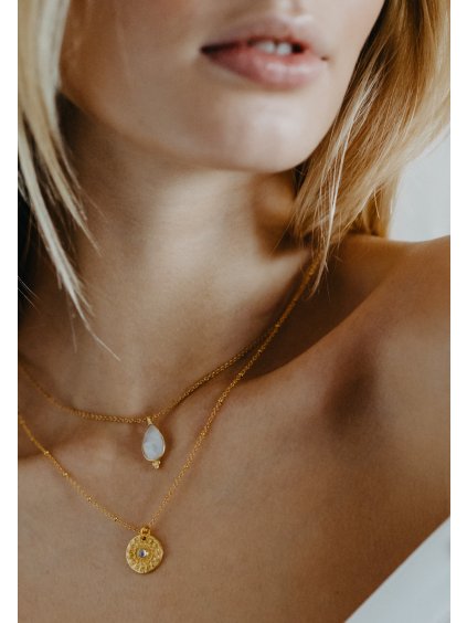 Náhrdelník Sea drop s mesačným kameňom s pozlátením