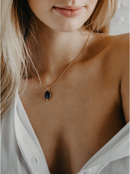 Náhrdelník Sea Drop s labradoritem s pozlacením