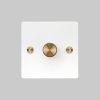 2. 1G Dimmer Front White Brass