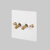 1. 2G Toggle Switch White Brass