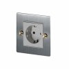 1G Euro Plug Socket Steel White Brass