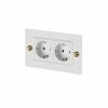 2G Euro Plug Socket White Brass