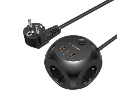 eng pl Power charger Blitzwolf with 3 AC outlets BW PC1 2x USB 1x USB C black 25150 2