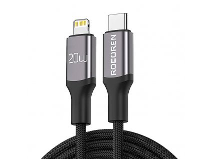 Rýchlonabíjací kábel Rocoren USB-C na Lightning Retro Series 1 m (sivý)