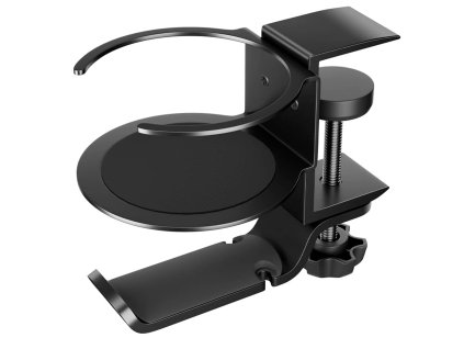 slo pl Stolny organizer 2v1 drziak na salky sluchadla kable stolny hlinikovy stojan hacik na vesiaky Alogy Black 74101 2