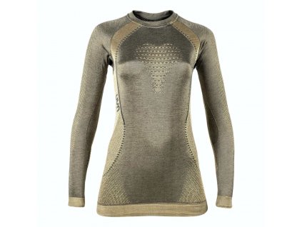 UYN CASHMERE SHINY UW SHIRT LG_SL ROUND NECK (Barva Hnědá, Velikost XS)