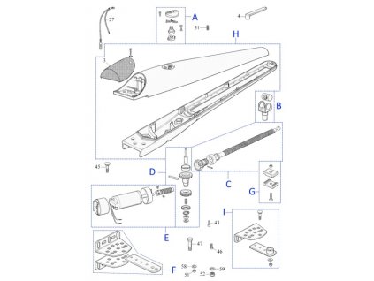 Seznam náhradních dílů pro pohon křídlové brány Mhouse WG1 (WG2)