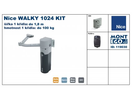 Nice WALKY 1024 KIT set s pákovým pohonem 1-křídlové branky