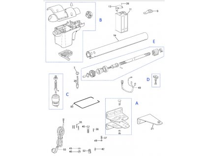 Seznam náhradních dílů pro pohon křídlové brány Moovo XW532