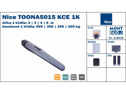 Nice TOONA5015 KCE 1K sestava pohonu jednokřídlé brány široké 5 m