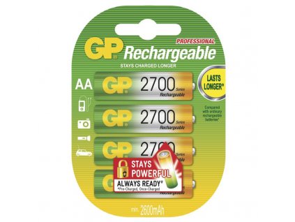 4 ks nabíjecí baterie NiMH baterie GP 2700MAh, HR6, 1,2 V, velikost AA, Baterie GP 2700mAh AA 4ks