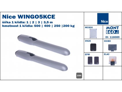 WINGO5KCE sestava pohonů Wingo pro křídlové brány do 7.00 m průjezdu Wingo5kit 5000