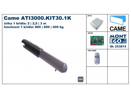 Came ATI3000.KIT30.1K, miniset pohonu pro 1křídlá vrata do 3m průjezdu, 230V