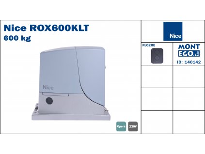 Nice ROX600KLT pohon posuvné brány do 600 Kg na 230V s dálkovým ovládáním