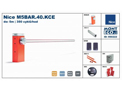 Závora Nice M5BAR.40.KCE úplný set automatické závory do 4 m širokých vjezdů