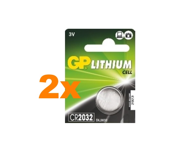 GP CR2032 lithiová baterie 3 V do dálkových ovládačů na vrata, 2 kusy