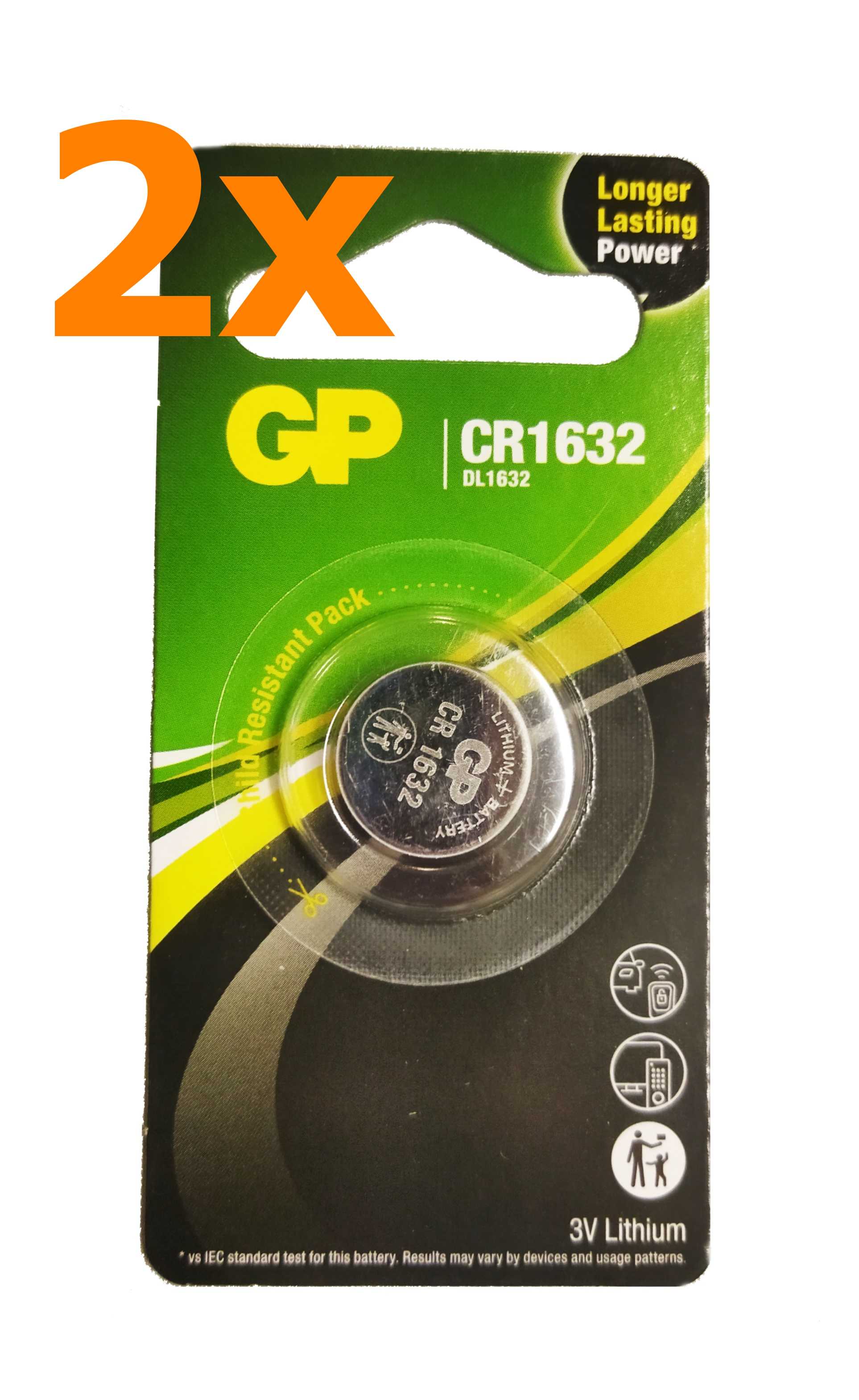Gold Peak GP CR1632 lithiová baterie do dálkových ovladačů, 3V, 2 ks