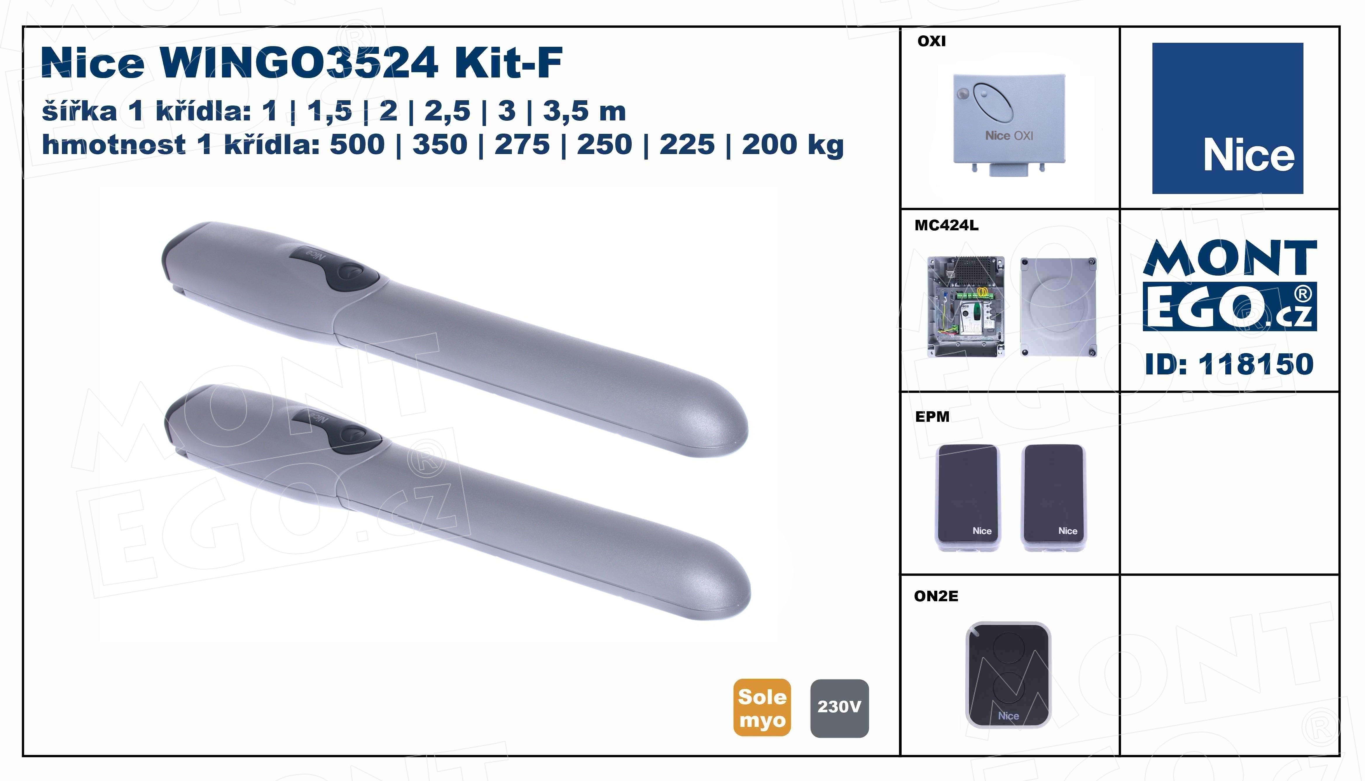 Nice WINGO3524 Kit-F pohony křídlových bran WingoKit 3524 F