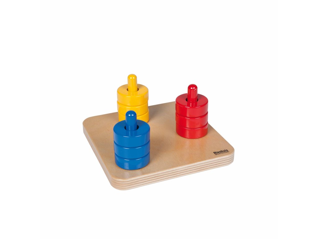 Colored Discs On Colored Dowels