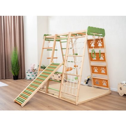 Montessori dětské hřiště 6v1 color s rampou a závěsnými prvky 01