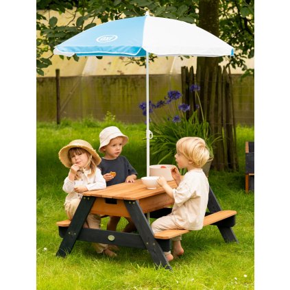 Piknikový stolek s boxem a slunečníkem antracit