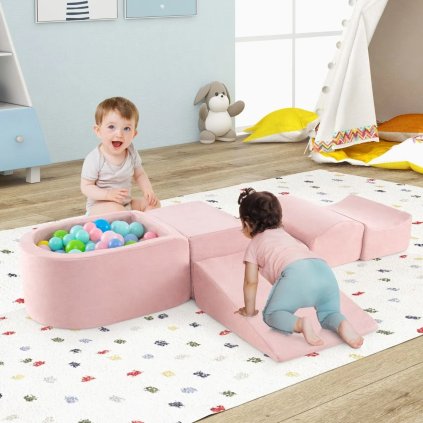 Dětský pěnový herní set s balónkovým bazénkem Pink