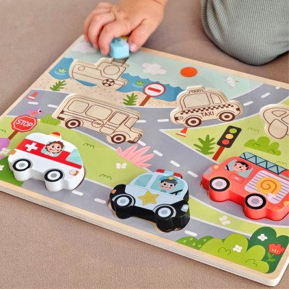 Montessori dřevěné puzzle Dopravní prostředky