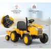Dětský traktor na dálkové ovládání s přívěsem - Žlutý 02