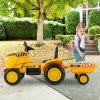 Dětský traktor na dálkové ovládání s přívěsem - Žlutý 08