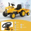 Dětský traktor na dálkové ovládání s přívěsem - Žlutý 09