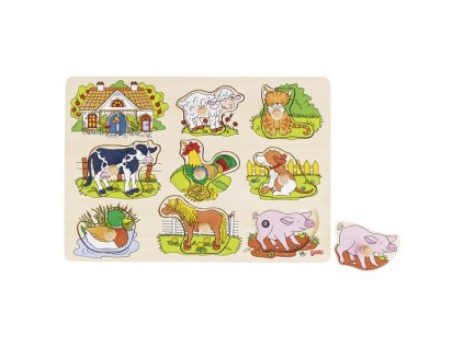 Drevené zvukové puzzle farma