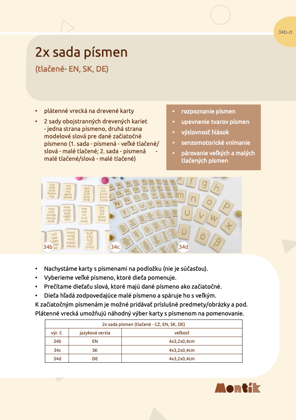 Metodika Threewood - 2x sada písmen (tlačené - DE)