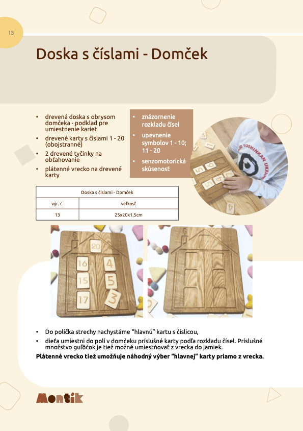 Metodika Threewood - Doska s číslami - domček
