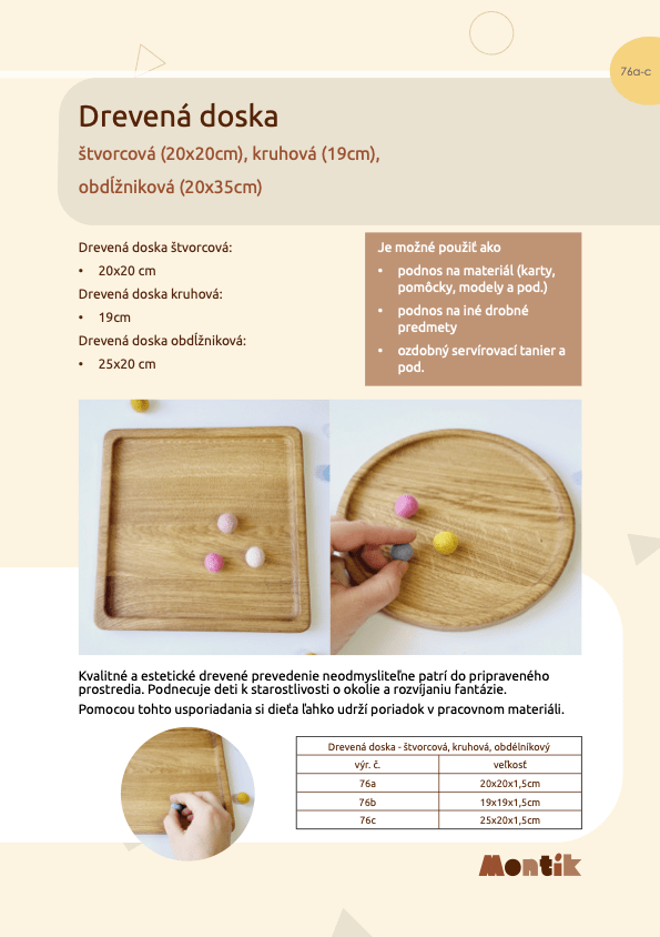 Metodika Threewood - Drevená tácka - kruhová (19 cm)