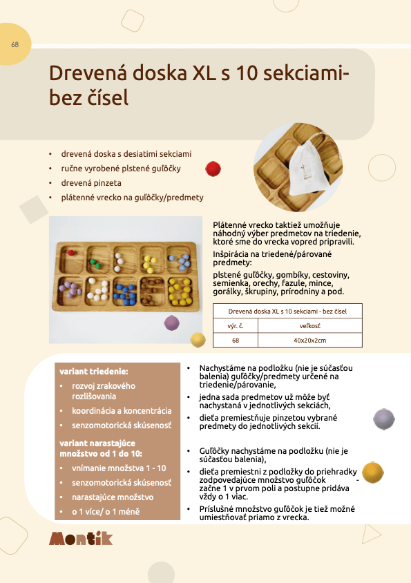 Metodika Threewood - Drevená doska XL s 10 sekciami - bez čísel